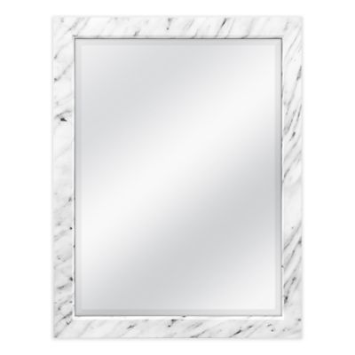 18.5-Inch x 22.5-Inch Faux Marble Wall Mirror in White | Bed Bath and