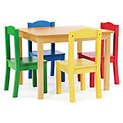 Humble Crew 5-Piece Wooden Table and Chairs Set in Natural