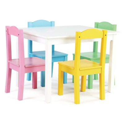 kids white wooden table and chairs