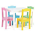Alternate image 0 for Tot Tutors 5-Piece Wooden Table and Chairs Set in White/Pastel