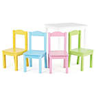 Alternate image 2 for Tot Tutors 5-Piece Wooden Table and Chairs Set in White/Pastel