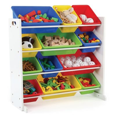 Multiple Colors Humble Crew Kids Toy Storage Organizer with 12 Plastic Bins 