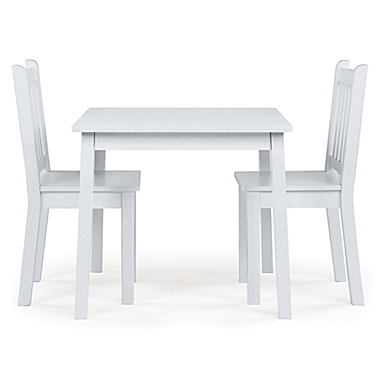 Tot Tutors 3-Piece Wooden Table and Chairs Set in White. View a larger version of this product image.