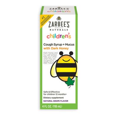 Zarbee&#39;s Naturals 4 oz. Children&#39;s Cough Syrup + Mucus with Honey in Grape Flavor