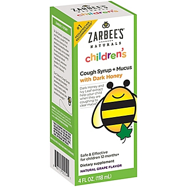 Zarbee&#39;s Naturals 4 oz. Children&#39;s Cough Syrup + Mucus with Honey in Grape Flavor. View a larger version of this product image.