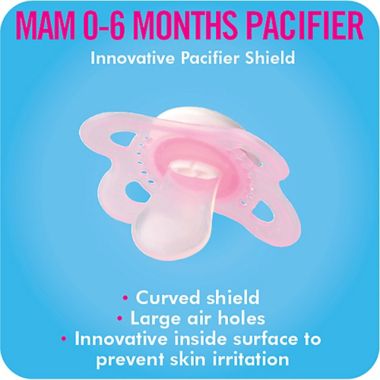 MAM Clear 0-6M 2-Pack Pacifiers in Pink/Green. View a larger version of this product image.