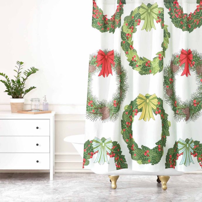 Deny Designs Sabine Reinhart Christmas Wreaths Shower Curtain In