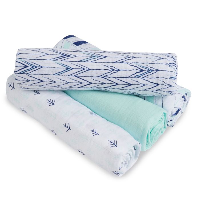 aden + anais™ essentials Indigo Trail Muslin 4Pack swaddleplus
