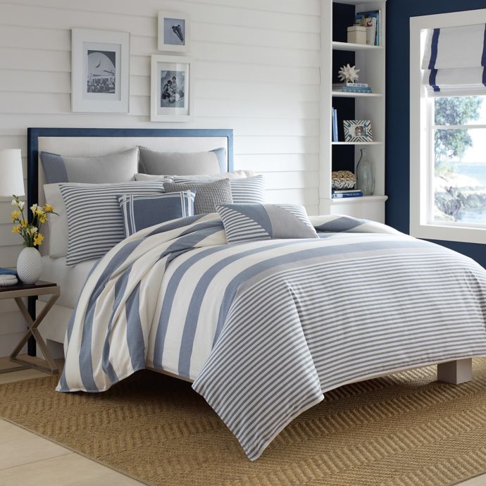 Nautica Fairwater Duvet Cover Set In Medium Blue Bed Bath Beyond