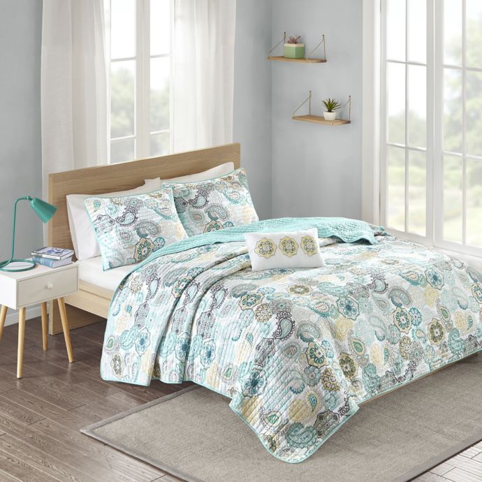 Mi Zone Tamil Coverlet Set In Blue Bed Bath Beyond