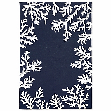Liora Manne Capri Coral Border 3&#39;6 x 5&#39;6 Indoor/Outdoor Area Rug in Navy. View a larger version of this product image.