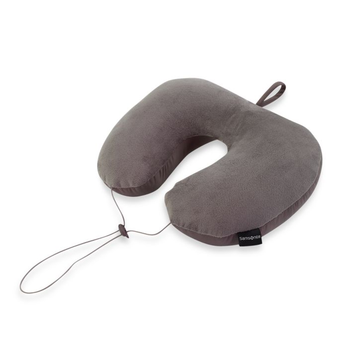 Samsonite® Microfiber Neck Pillow in Graphite | Bed Bath ...