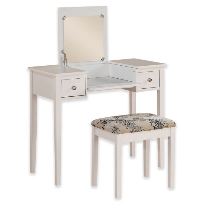 Linon Home Folding Top 2 Piece Vanity Set With Butterfly Print Bench Bed Bath And Beyond Canada