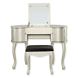 Linon Home Paloma 2-Piece Vanity Set in Silver