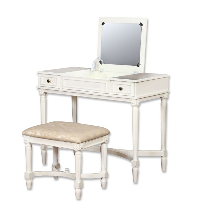 Linon Home Cyndi 2 Piece Vanity Set In White Bed Bath Beyond