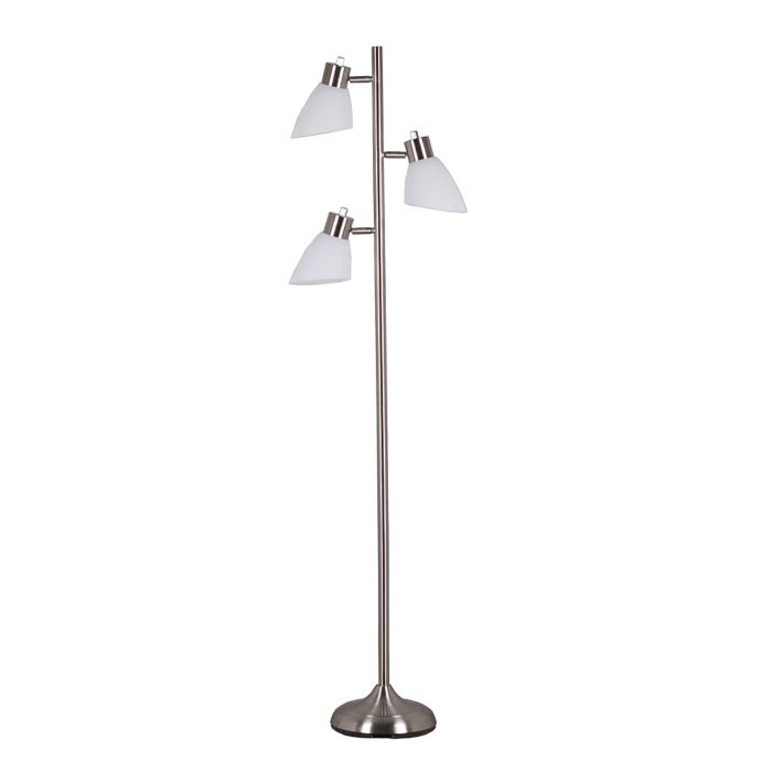 Adesso Brooke 3 Light Floor Lamp With Cfl Bulbs In Steel Bed