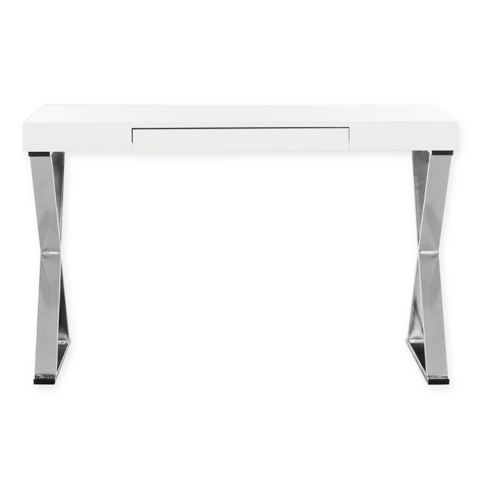 Safavieh Paley Desk In White Chrome Bed Bath Beyond