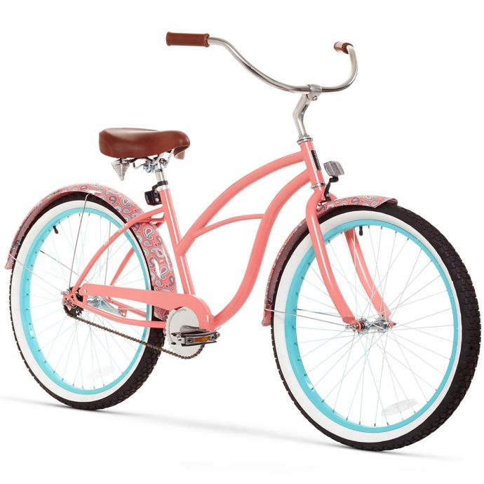 Sixthreezero Paisley Women&#39;s 26-Inch 1-Speed Beach Cruiser Bike in Coral Pink | Bed Bath & Beyond