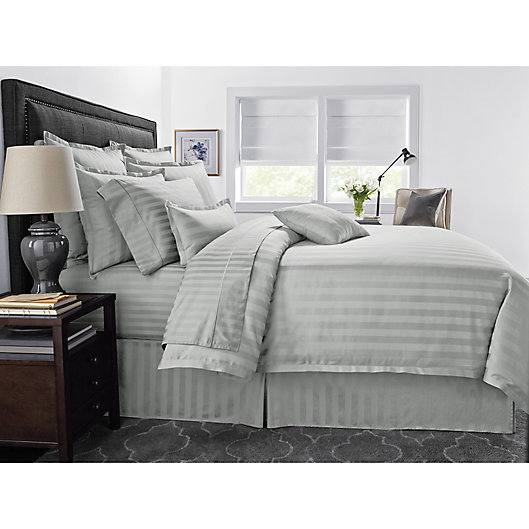 Alternate image 1 for Wamsutta® 500-Thread-Count PimaCott® Damask Stripe 3-Piece King Comforter Set in Silver