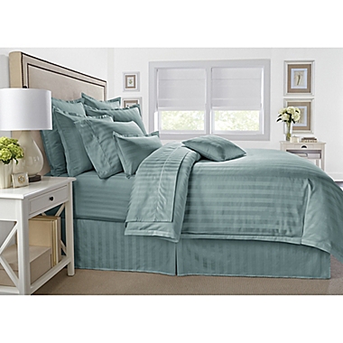 Wamsutta&reg; 500-Thread-Count PimaCott&reg; Damask Stripe 3-Piece Full/Queen Comforter Set in Aqua. View a larger version of this product image.