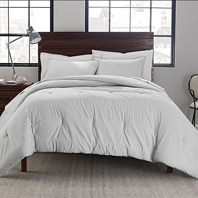 Garment Washed Solid Comforter Set, White Queen Bed Comforter