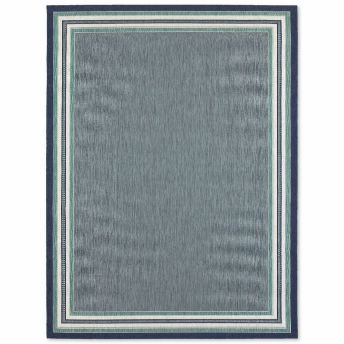 Miami Border Stripe Indoor/Outdoor Area Rug in Blue Bed Bath & Beyond