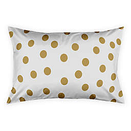 Polka Dots King Pillow Sham in White/Gold