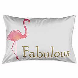 Glam Flamingo "Fabulous" Standard Pillow Sham in Blush/Gold