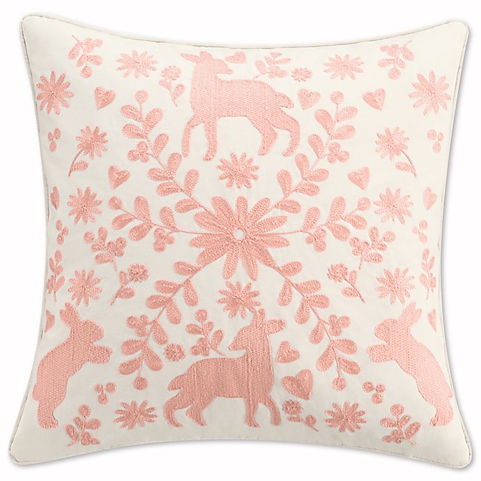 Cupcakes and Cashmere Scattered Hearts Embroidery Square Throw Pillow