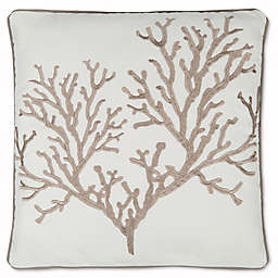 Sag Harbor Square Coral Throw Pillow in White