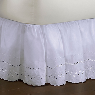 Smootheweave&trade; Ruffled Eyelet 18-Inch Twin Bed Skirt in White. View a larger version of this product image.