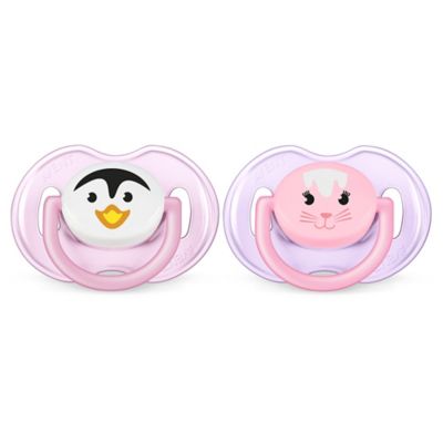 Philips Avent 0-6M 2-Pack Animal Soothers in Pink/Purple