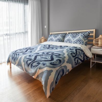 Classic Watercolor Ikat Duvet Cover In Blue White Bed Bath Beyond