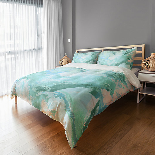 Marble Watercolor Duvet Cover In Blue, Blue And White Marble Duvet Cover