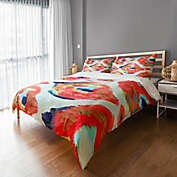 Abstract Ikat Duvet Cover in Coral/White
