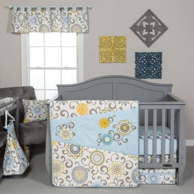 blue and green crib bedding