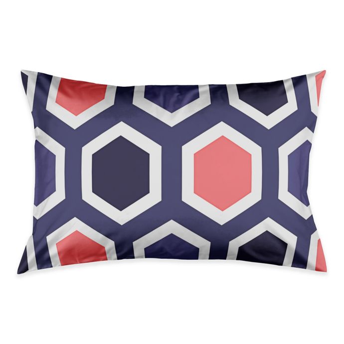 Geometric Pillow Sham in Navy/Pink/White Bed Bath & Beyond