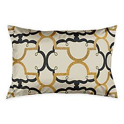 Interlocking Quatrefoil Standard Pillow Sham in Black/Gold
