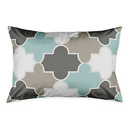 Serene Quatrefoil Standard Pillow Sham in Grey/Light Aqua