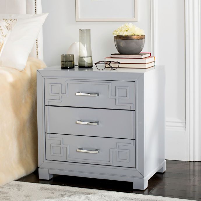 Safavieh 3Drawer Raina Greek Key Nightstand Bed Bath & Beyond