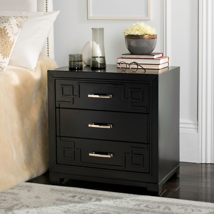 Safavieh 3Drawer Raina Greek Key Nightstand Bed Bath & Beyond