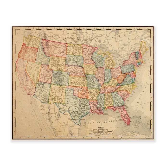 Vintage U.S. Map Wall Art Collection | Bed Bath & Beyond