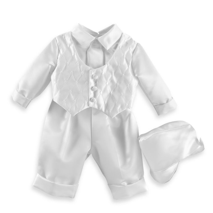 Boy's Long Christening Pant Set with Quilted Vest by Lauren Madison