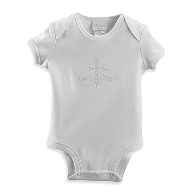 Lauren Madison 9-12M Unisex Christening Bodysuit in White. View a larger version of this product image.