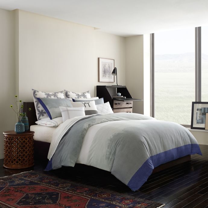 Ed Ellen Degeneres Petra Comforter Set In Medium Grey Blue Bed