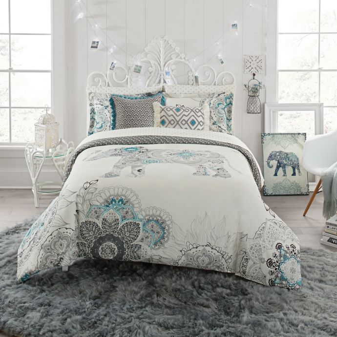 Anthology Kiran Reversible Comforter Set In White Grey Bed Bath