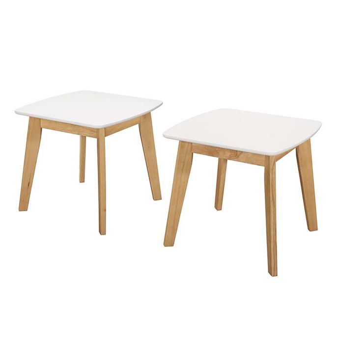 Forest Gate Lisa Mid Century Modern End Tables In White Natural Set Of 2 Bed Bath Beyond