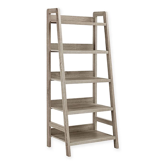 Tracey Ladder Bookcase In Grey Bed, Baxton Studio Kalien Wood Leaning Bookcase