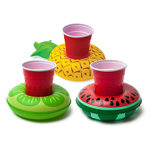 Inflatable Swimming Pool Toy Floating Drink Holder Floaty Animal Fruits Cup Mat