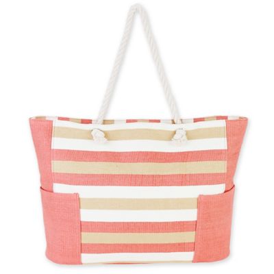 striped beach bag with rope handle